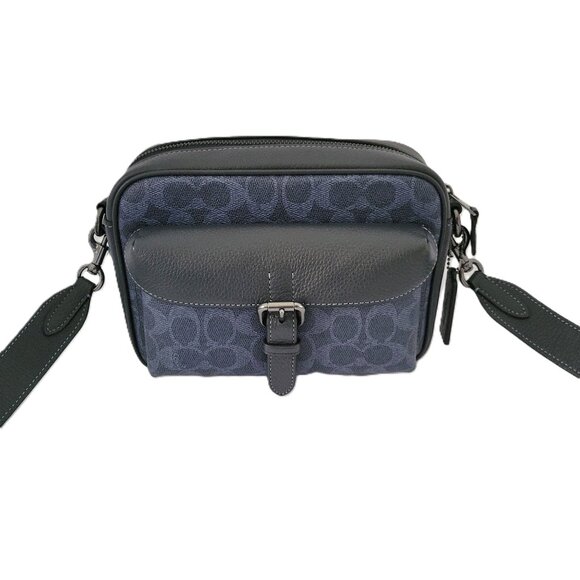 Coach CW217 Warner Crossbody Signature Leather Messenger Bag Denim Midnight - Picture 1 of 7